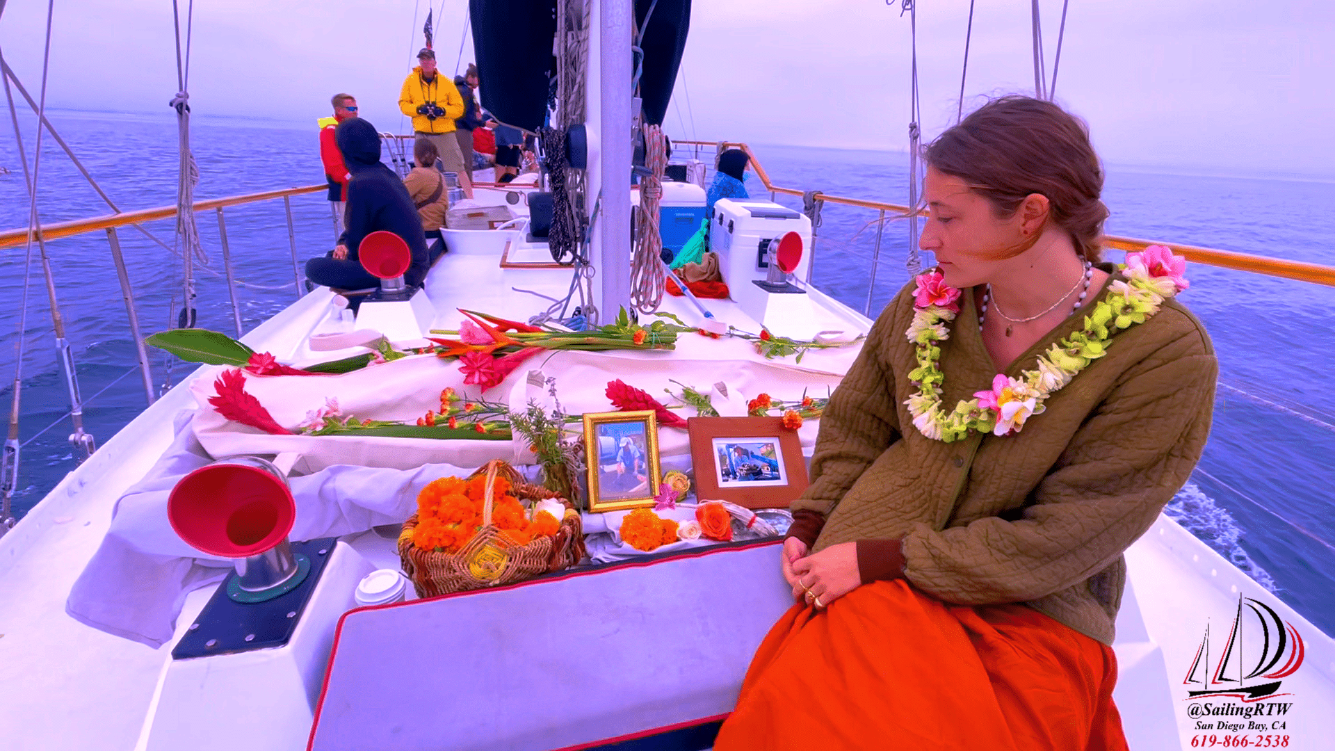 Full-Body Green Memorial in San Diego with Romancing the Wind sail charters
